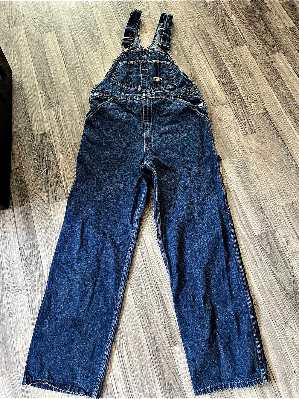 OshKosh B'Gosh Vintage Vestbak Denim Bib Overalls Blue Waist 34X32 union made